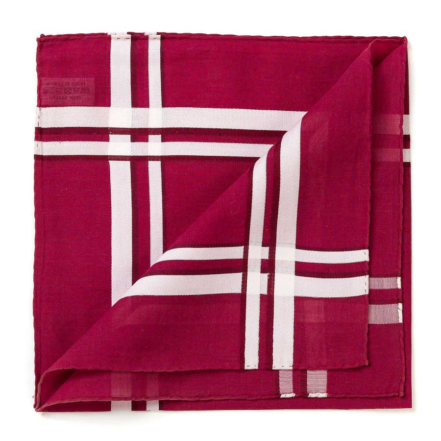 Accessories Simonnot-Godard  | Burgundy Handkerchief "Picasso" Made Of Pure Cotton