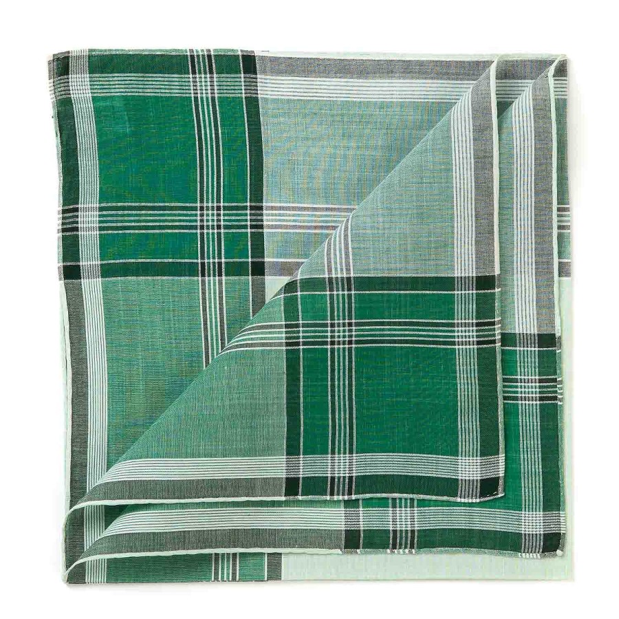 Accessories Simonnot-Godard  | Green Handkerchief "Arlequin" Made Of Pure Cotton